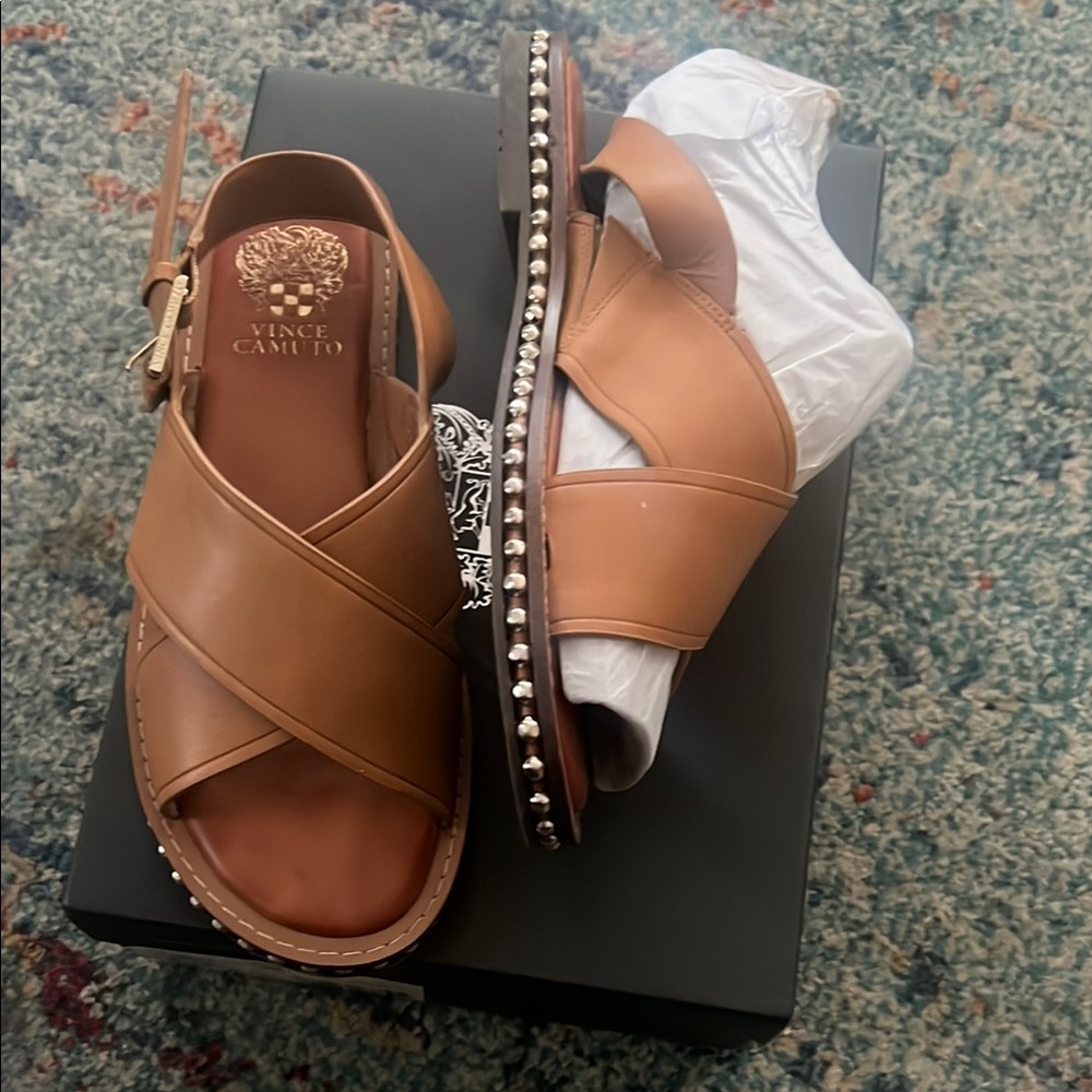 Vince Camuto Brown Studded Women's Sandals